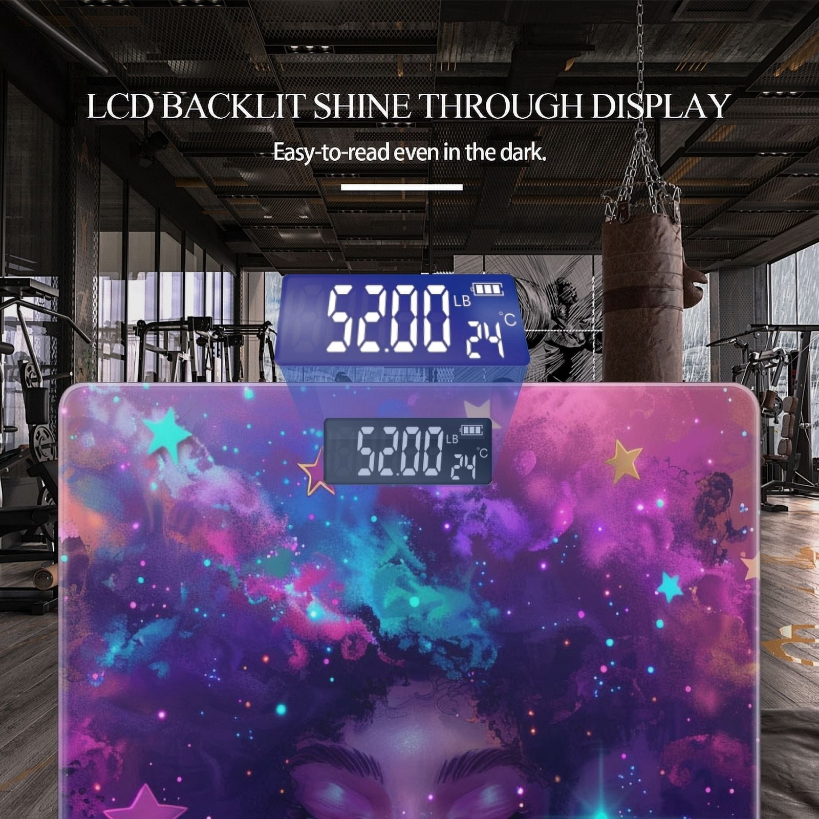 High Precision Body Weight Scale Smart Bathroom Scales with Large LCD Display(400lbs),Decorative for Bedroom-Enchanting Illustration Of The Goddess Representing Black Women