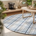 thumbnail image 3 of Round Rugs 3Ft, Blue Lines Round Area Rug Washable Indoor Throw Carpet, Modern Gingham Plaid Striped Farmhouse Small Non Slip Circle Rug for Bedroom Living Room Home Decor Aesthetic, 3 of 8