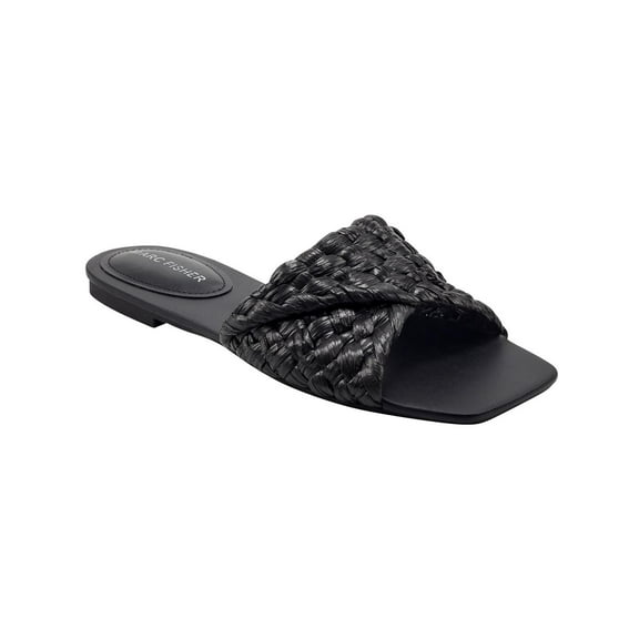 Marc Fisher Womens Moral Faux Leather Woven Slide Sandals
