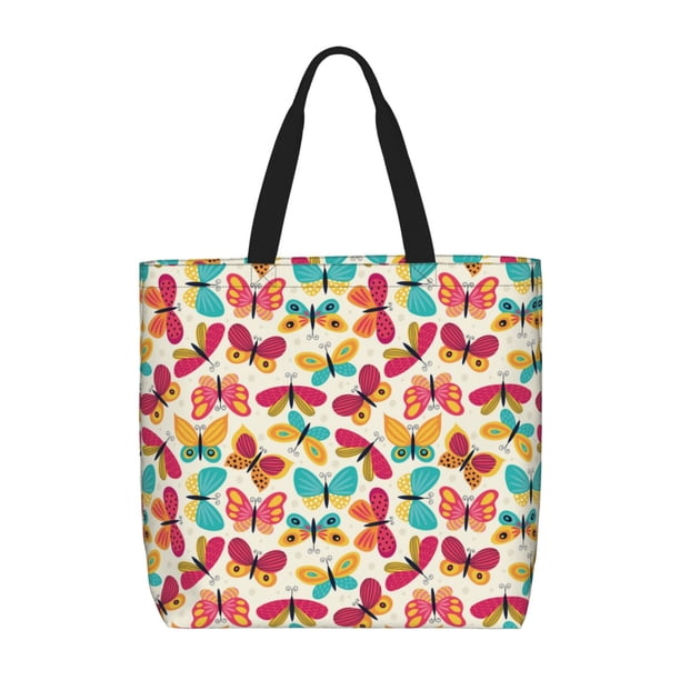 Easygdp Colorful Butterflies Bolsa Tote para Mujer, Bolso de Hombro para Trabajo, Playa, Viajes, Compras y Supermercado
