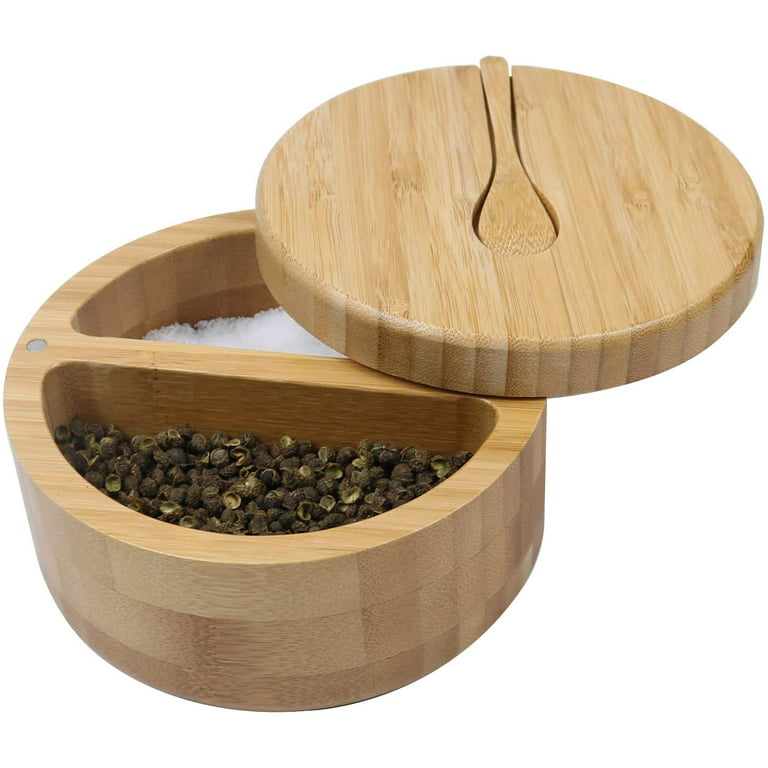 HTB Large Bamboo Salt and Pepper Bowls by HTB, Divided Salt Cellar