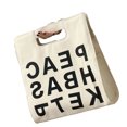 thumbnail image 2 of Students Canvas Bag Large Capacity Letters Printing Single Shoulder Strap Cloth Shopping Bag Beige Free Size, 2 of 8