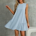 thumbnail image 1 of Meichang Robes d'Été pour Femmes 2025 Robes Fluides Évasées Sans Manches Col Rond Ourlet à Volants Robes Mini Unies Coupe Ample Robe Décontractée, 1 of 5