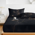 thumbnail image 6 of King Size Fitted Sheet Set - Dried Flowers 3 Piece Bedding Sets 16" Deep Pocket Fitted Sheet with 2 Pillowcases, Abstract Black Vintage Rustic Floral Brushed Microfiber Hotel Luxury Bed Sheets, 6 of 9
