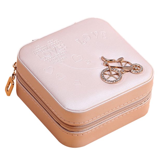 Joyero de viaje con espejo, mini estuche de regalos para mujeres y niñas, pequeñas cajas organizadoras portátiles para anillos, pendientes, collares, pulseras
