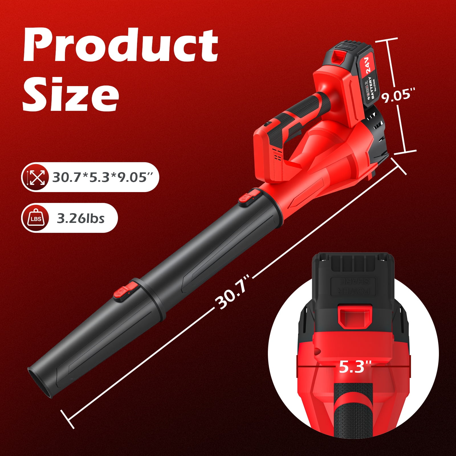 Leaf Blower, Electric Cordless Leaf Blower with 2 Batteries and Charger, 6 Speed Mode, Lightweight Battery Powered Leaf Blowers for Lawn Care, Blowing Leaves and Dust