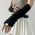 thumbnail image 3 of TYGHBN Arm Warmers Fingerless Mittens Thumb Hole Gloves Girls Cute Knitted Arm Covers Organic Blanket Puffy Wrist Half Shirt Sweater Lace Wrist Sheer Sleeves for under Dresses Dress with Lace Ruffled, 3 of 8