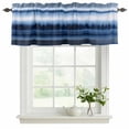 thumbnail image 2 of Blue Stripes Valances for Windows, Decorative Rod Pocket Window Valance Curtains, Watercolor Vintage Abstract Gradient Mottled Short Curtain Drapes for Kitchen/Living Room, 2 Panels, 42" W x 12" L, 2 of 8
