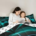 thumbnail image 5 of jejeloiu Teens Video Game Queen Comforter Set,Boys Gamepad Console Bedding Sets,Cyan Black Bedding Comforter Set For Kids,Microfiber Bedroom Decor Reversible,3-Piece, 5 of 8