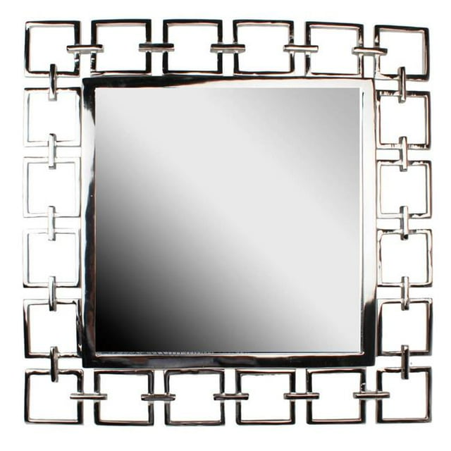 Benjara BM206715 Miroir Carré Ajouré en Métal Style Moderne - Argent
