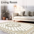 thumbnail image 2 of ODIKA 2'x3' Machine Washable Non-Slip Area Rug, Vasiliki Lattice Medallion Artisan Handwoven Tasseled High Traffic Rug, Beige, 667436, 2 of 7