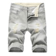 thumbnail image 2 of Mens and Big and Denim Shorts Ripped Trunks Stretchy Washed Jeans Trunks Cut-Off Classic Fit Biker Jeans Trunks Summer Denim Cargo Shorts Light Blue, 2 of 6