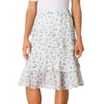 thumbnail image 1 of Unique Bargains Jupe Midi en Chiffon à Taille Élastique pour Femmes Beige L, 1 of 5