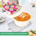 thumbnail image 4 of 2Pack Heat-Resistant Quilted Cotton Potholders - Stylish Kitchen Grips for Hot Pots & Pans Ovens Groovy Daisies with Smiley Faces, 4 of 7