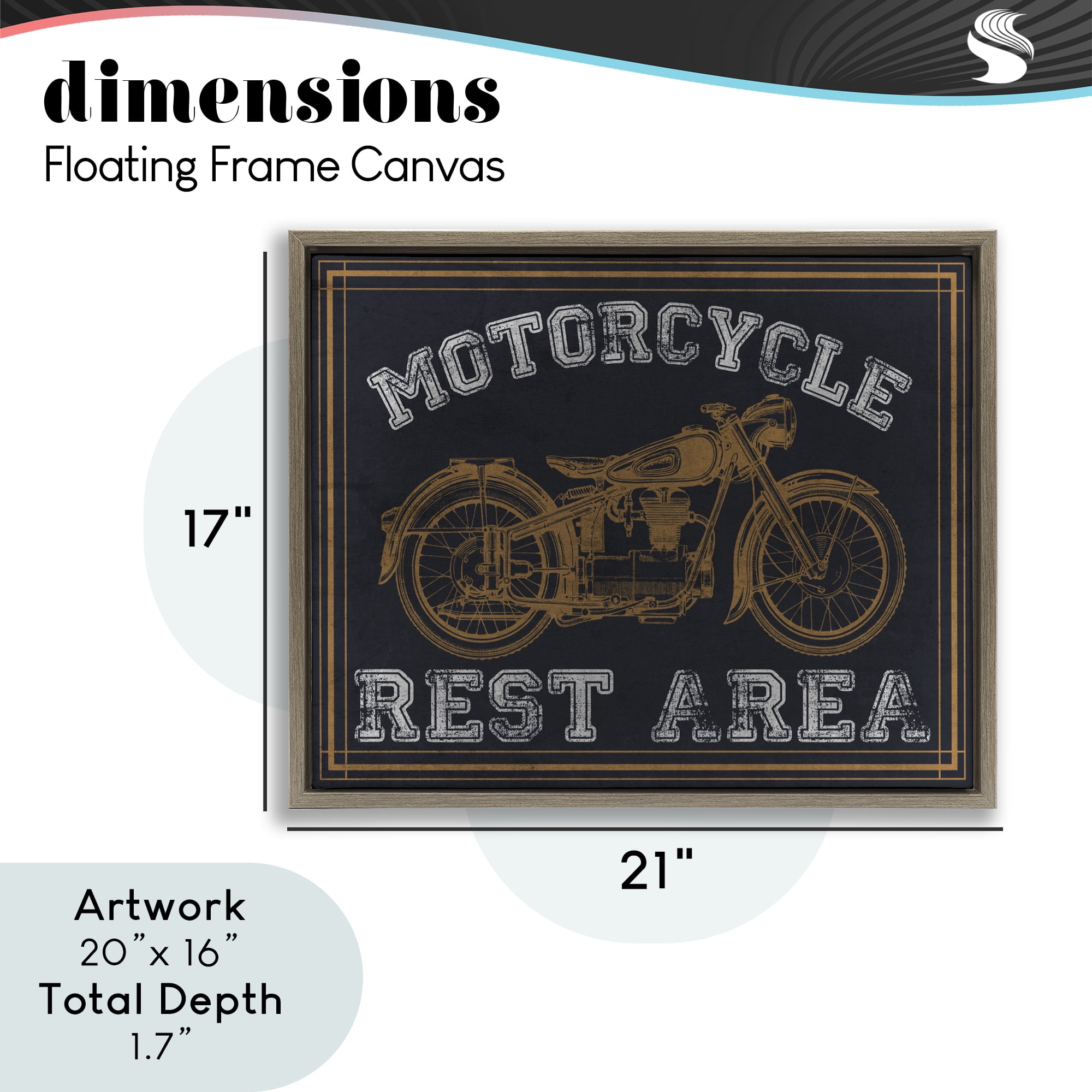 Stupell Industries Motorcycle Rest Area Brown Framed Floater Canvas Wall Art, design by Marcus Prime