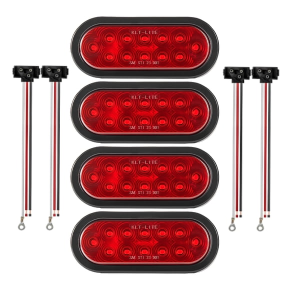 VEVOR Trailer Lights, 4PCS 12V Oval LED Trailer Tail Lights Kit with Stop Brake Turn Tail Lamp, Waterproof Tow Lighting Kit for Boat Truck Camper RV Snowmobile Bus Caravan