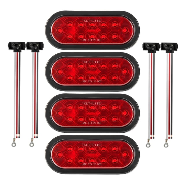 VEVOR Trailer Lights, 4PCS 12V Oval LED Trailer Tail Lights Kit with Stop Brake Turn Tail Lamp, Waterproof Tow Lighting Kit for Boat Truck Camper RV Snowmobile Bus Caravan