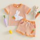 thumbnail image 2 of Las Niñas Serán Niñas Bruja Camisa de Verano Niñas Elegante Tejido Traje Cuello Redondo Manga Corta Bordado Rayas Camiseta Dos Piezas Pantalones Conjunto, 2 of 9