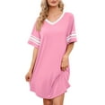 thumbnail image 3 of MINTREUS Women's Valentine's Day Nightgown Short Sleeve Nightshirt V Neck Sleep Shirt Loose Loungewear Casual Sleepwear S-3X, 3 of 7