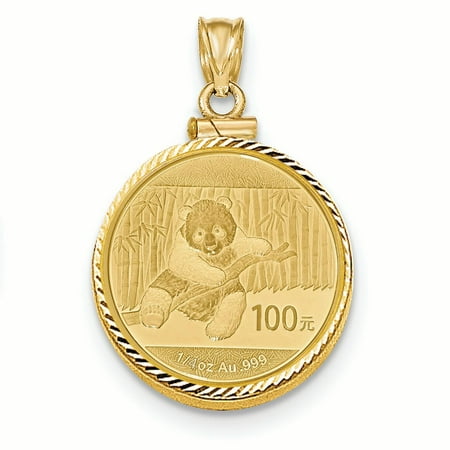 0.25 Ounce Panda Coin - 14K Yellow Gold 0.25 oz Mounted Panda Coin Screw Top Coin Bezel Pendant