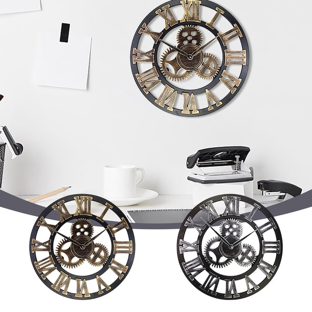 mfyjkho Reloj de pared vintage steampunk con números romanos, decoración industrial para el hogar y la oficina, 30 cm