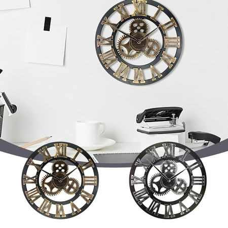 Ihhxva 30cm Vintage Steampunk Gear Clock, Industrial Decor with Roman Numerals, for Home, Workspace, Wall Decor, 1 Pc