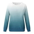 thumbnail image 6 of Lindreshi Long Sleeve Shirts for Women Women's Gradient Color Round Neck Pocket Long Sleeve Loose Sweatshirt Top, 6 of 6