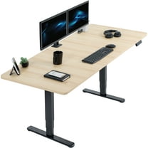 VIVO Electric 71” x 30” Stand Up Desk, Light Wood Table Top, Black Frame