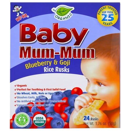 Hot Kid, Baby Mum-Mum, Organic Rice Rusk, Blueberry & Goji Rice Rusks, 24 Rusks, 17.6 oz (50 g) Each(pack of