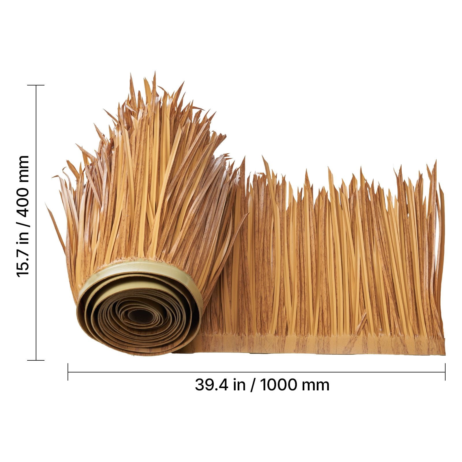 Artificial Thatch Roof 1.3x3.2ft, Natural Lifelike Varying Leaf Lengths, Realistic Layered Texture Synthetic Thatch for Tiki Bar Patio Garden Decor