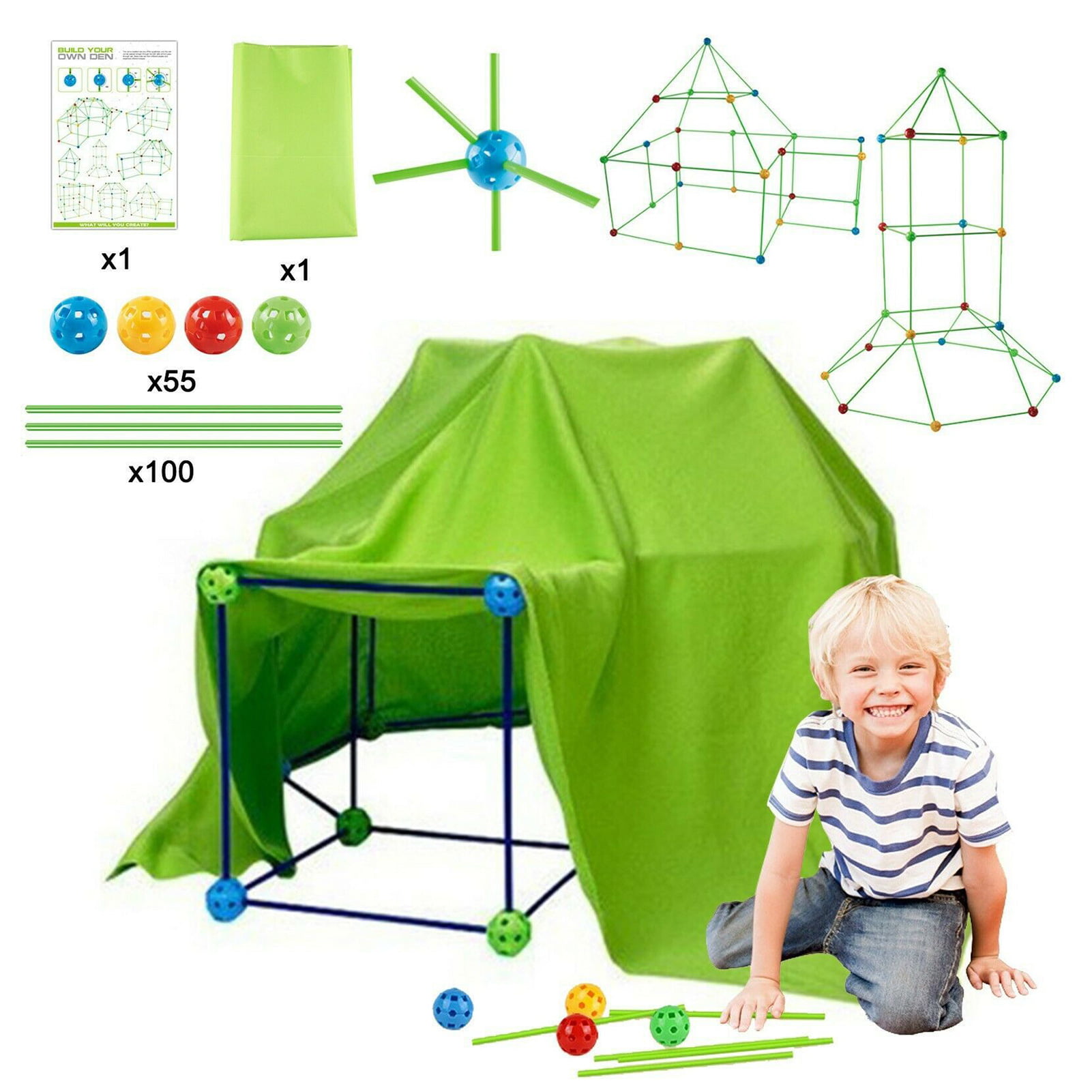 Details about   Kids Construction Fort Building Kit 85 Pieces Ultimate Forts Builder Gift Build