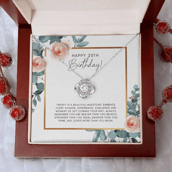 20th Birthday Gift, 20th Birthday Gift For Women Love Knot Necklace Luxury Box