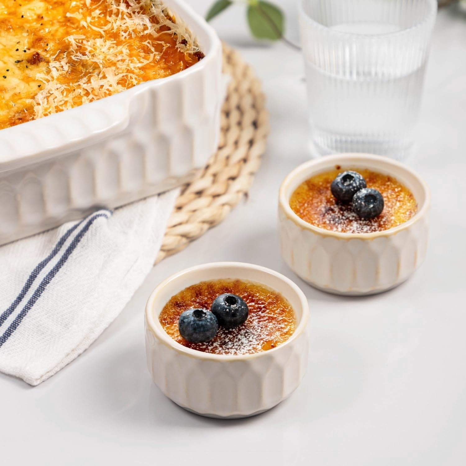 Ramekin Dish Set of 6, 4 OZ Ramekin for Creme Brulee, Lava Cake, Pudding, Souffle, Dishwasher and Oven Safe, Porcelain Ramekins for Baking, Thanksgiving Christmas for Mother Father Women Men