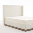 thumbnail image 2 of Noble House Hosford Queen Canvas Upholstered Wingback Bed, Wood Base Platform Bed with Wingback Headboard, Ivory, 2 of 10