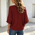 thumbnail image 2 of Linen Tops for Women Split V Neck Blouses Womens Loose Fit Casual Tshirts 3/4 Length Sleeve Solid Blouses Women Trendy Summer Outfits, 2 of 6