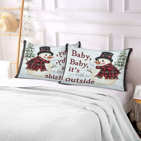 Pillow Case Plush Pillow Snowman with The Words Case standard size/King size/Queen size Bed Pillow Pillowcases