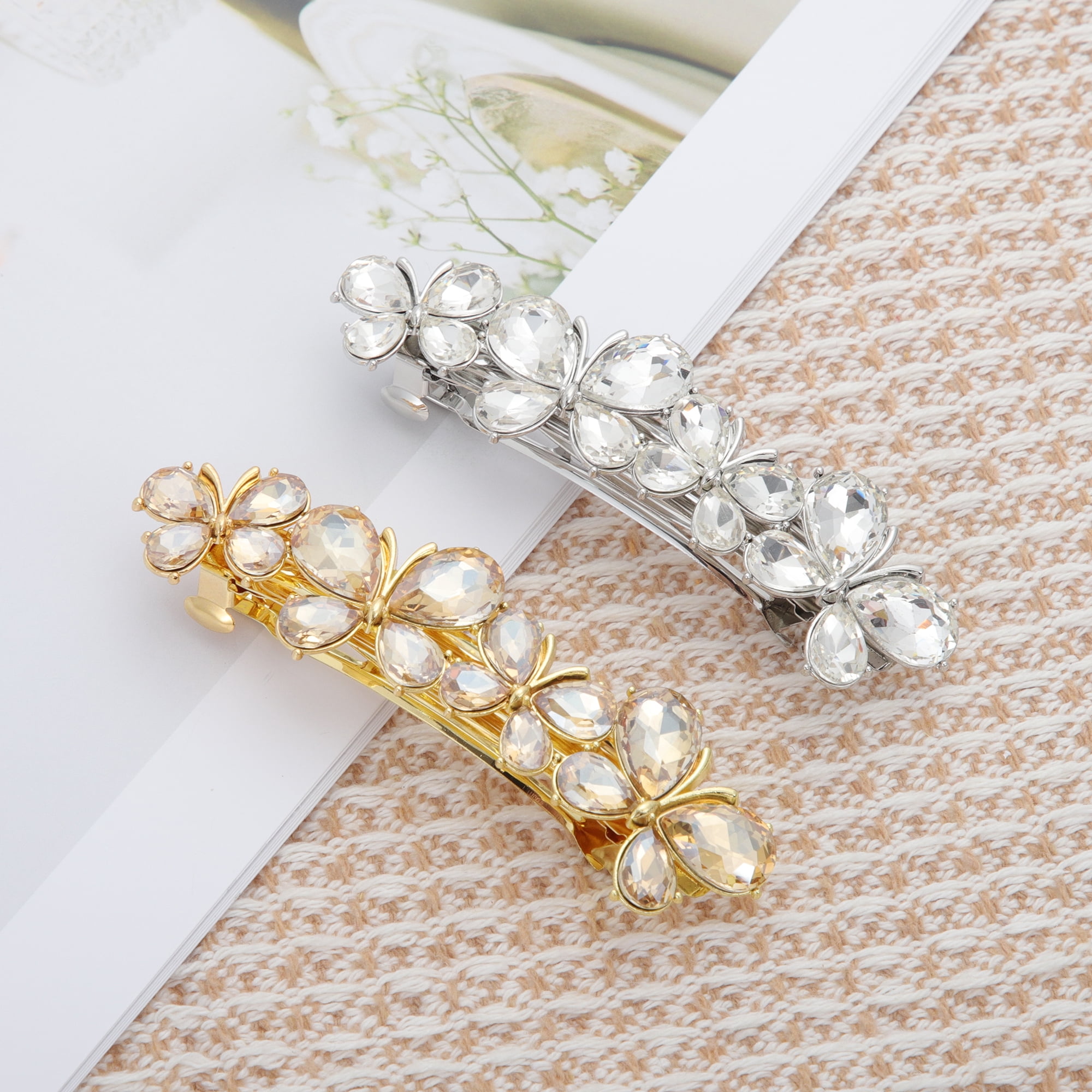 Unique Bargains Butterfly Hair Barrettes 1 Piece Hairstyles Silver Tone