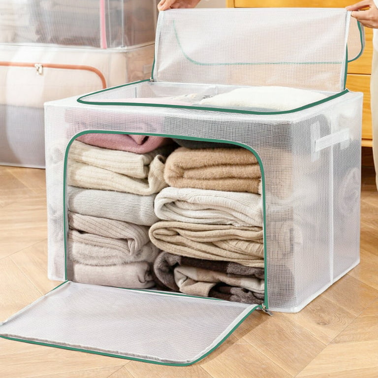  HomeHacks Storage Clothing Storage Bags, Storage Box Clothes  Organizer with Clear Windows, Sturdy Handles Clothing Storage for Cloth,  Toy, Bedding Storage, 2-Pack,Clover Black : Home & Kitchen