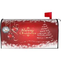 Merry Christmas Mailbox Cover Magnetic Standard Size 18" X 21", Winter White Snowflake Christmas Tree Mailbox Wraps Post Letter Box Cover Garden Yard Outdoor Decorations
