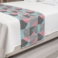 thumbnail image 2 of Geometric Bed Runner, Contemporary Themed Illustration in Retro Style Modern Art, Decorative Accent Bedding Scarf for Hotels Homes and Guestrooms, Queen, Blue Pink and Charcoal Grey, by Ambesonne, 2 of 2