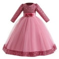 thumbnail image 1 of WEAIXIMIUNG Robes 2T-3T Enfants Filles Tout-Petits Noël Manches Longues Imprimé Broderie Dentelle Volants Robe de Soirée Robe de Mariage, 1 of 8