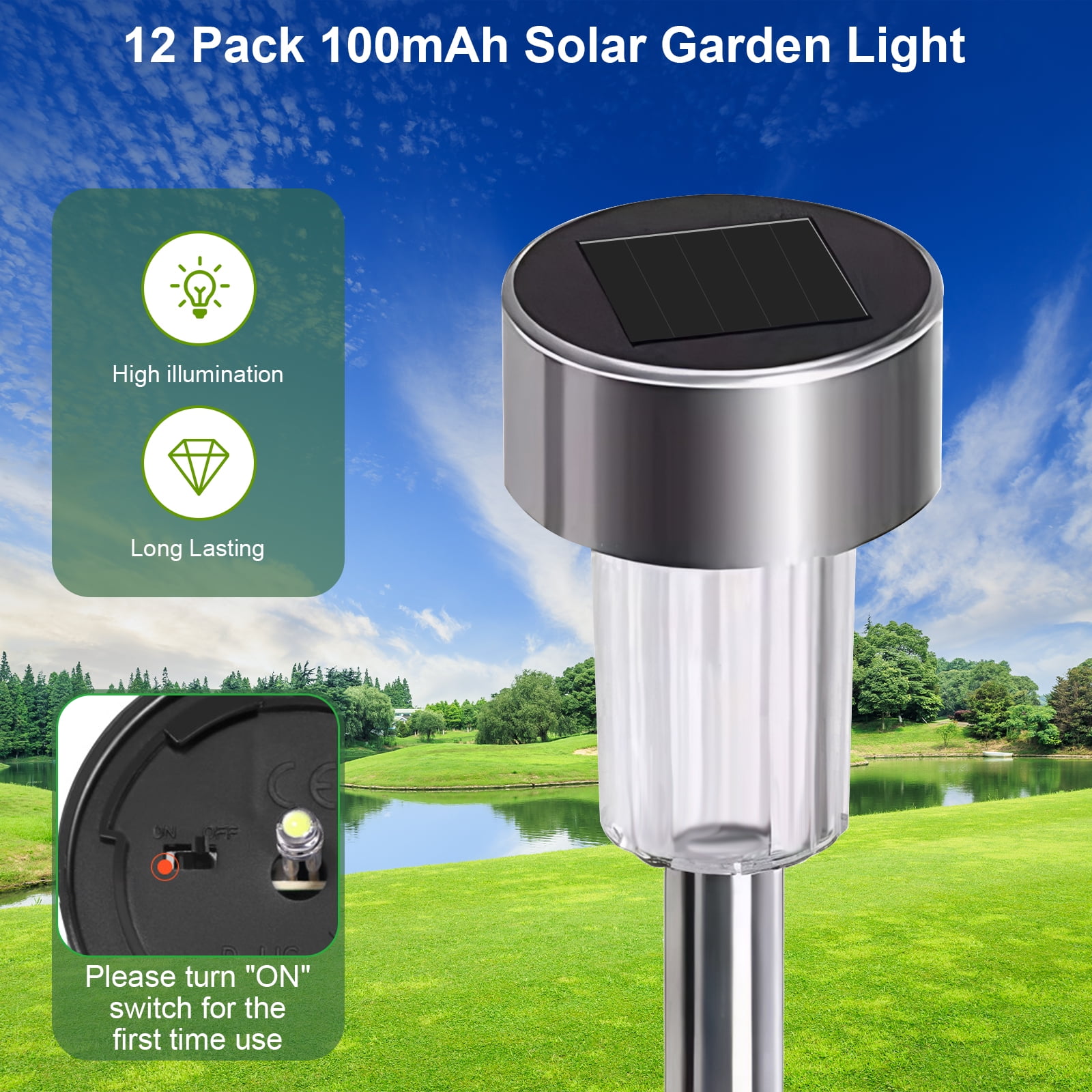 Fohil Solar Garden Lights, 12 Pack Solar Pathway Lights Waterproof, Solar LED Powered Outdoor Lights, Solar Landscape Lighting Lights for Outside Yard Driveway Walkway Lawn Patio Decor
