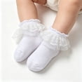 thumbnail image 4 of Krdevn Baby Lace Ruffle Socks White Soft Breathable Cotton Ankle Socks for Baptism ,0-1 Years, 4 of 4