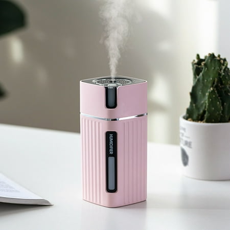 

Nhthy USB Mini Humidifier Quiet Operation 300ml Capacity Portable Night Humidifier Colorful Gradient Light Silent Desk Humidifier USB Powered Intermittent Spray. Pink