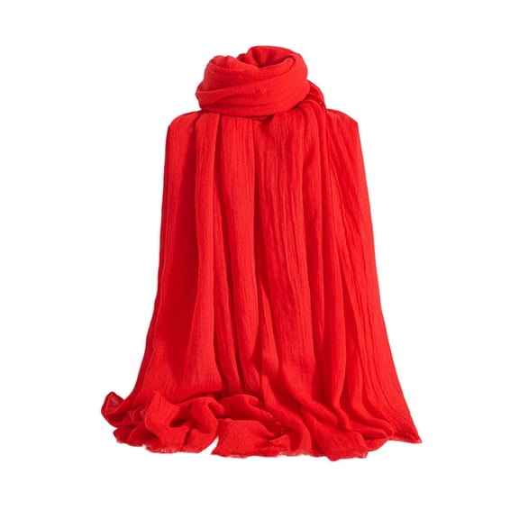 Xinwanna Women Scarf Shawl Solid Color Soft Fabric Scarf Thin Breathable Shawl Versatile Winter Outdoor Accessory (Red)