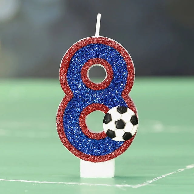 Blue Number Candles Red Edge Football Design Creative Digital Birthday Cake Decoration