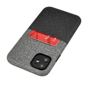 Dockem Card Case for iPhone 11; Built-in Metal Plate, 1 Lay-Flat Credit Card Slot, Luxe M1, Black/Grey