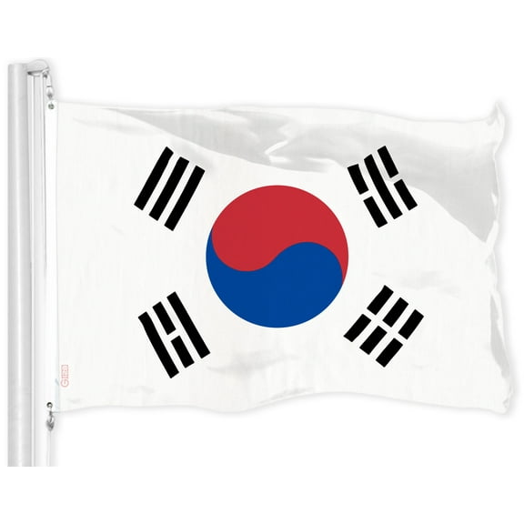 G128 - South Korea Korean Flag 3x5 ft Printed Brass Grommets 150D Quality Polyester Flag Indoor/Outdoor - Much Thicker and More Durable than 100D and 75D Polyester
