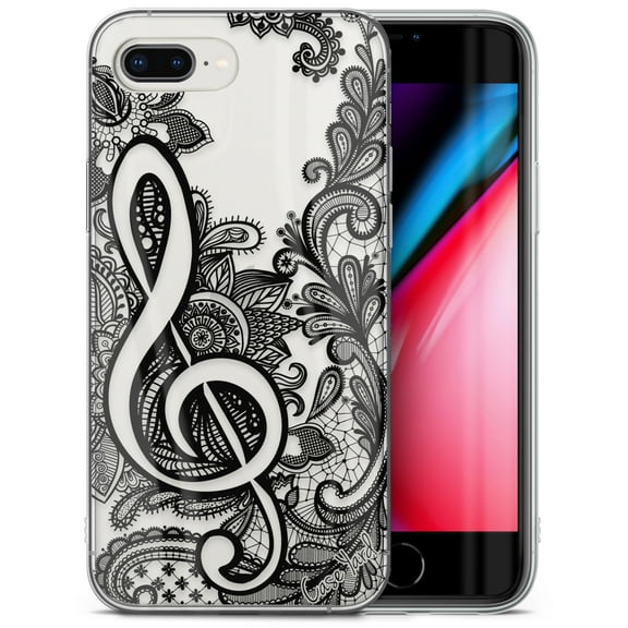 Case Yard iPhone-8-Plus Case Clear Soft & Flexible TPU Ultra Low Profile Slim Fit Thin Shockproof Transparent Bumper Protective Cover Drop Protective Cell Phone Cases (Music Dolly)