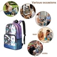thumbnail image 5 of COEQINE Large Clear Backpack 17 Inch Transparent Bookbag for Women College, Heavy Duty PVC Polyester Backpack for Work Travel, Stylish Daypack for Concert Stadium, Galaxy Star Cat, 5 of 7